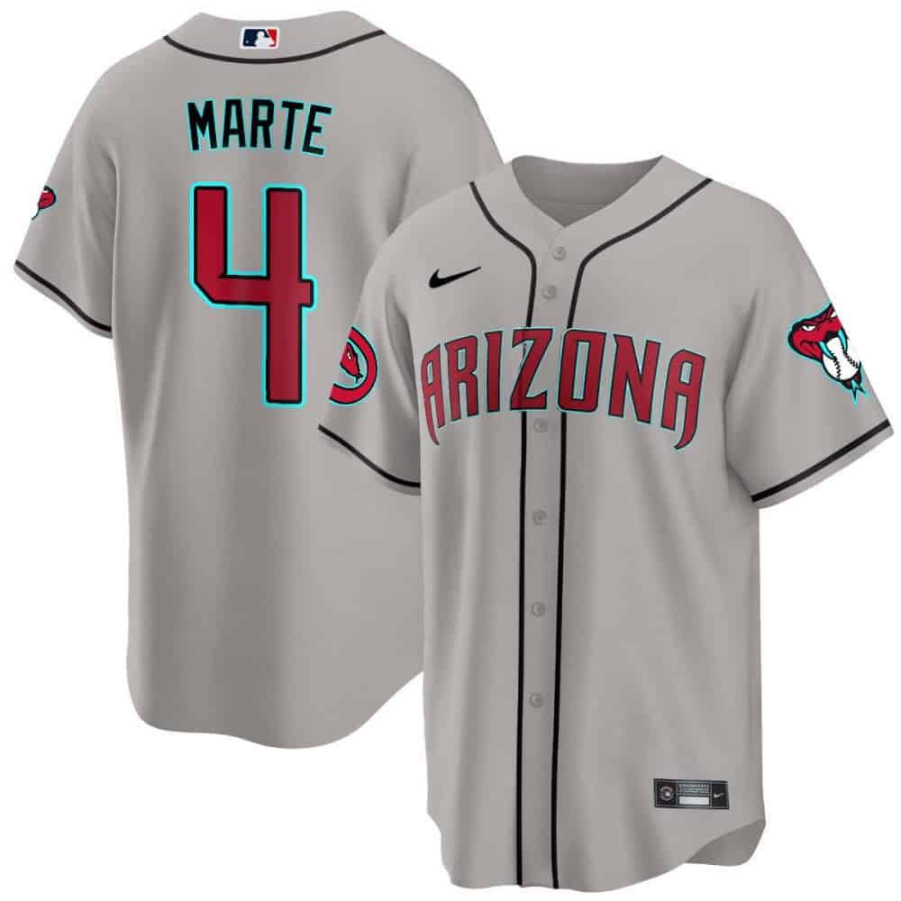 Men Arizona Diamondback #4 Marte Grey 2024 Nike Cool Base MLB Jersey->arizona diamondback->MLB Jersey